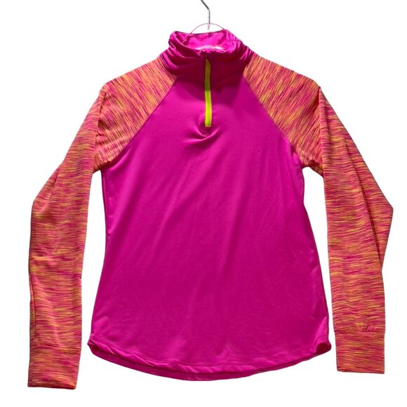 90 DEGREE Activewear Top Girls Pink Color-block Stretch LS  Pullover Size L/12 - Picture 3 of 7